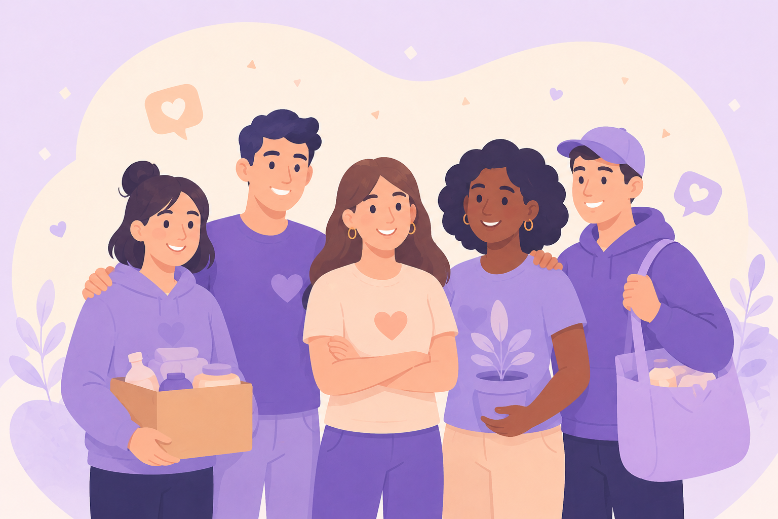 volunteers standing together